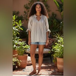 Vintage | Mary Jane Puff Sleeve Tunic Ditsy Floral Paisley | XL